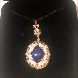 NWT Stunning Victoria Wieck 14k Vermeil simulated Tanzanite/Absolute CZ pendant
